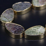 Unakite Teardrop Beads Pendants, Stone Slab Bracelets, 11pcs