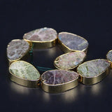 Unakite Teardrop Beads Pendants, Stone Slab Bracelets, 11pcs
