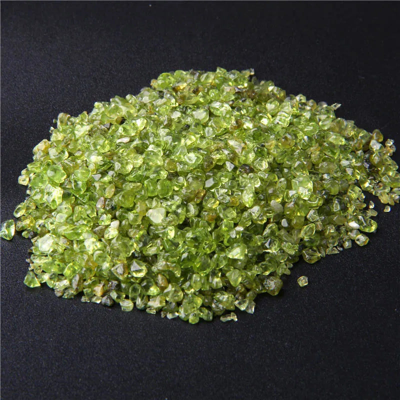 Natural Peridot Olivine Chip Stone Rock Tumbled Green Quartz Crystal Gravel