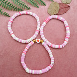 Charm Pink Heart Bangle Bracelet Birthday Gift Women Boho Jewelry