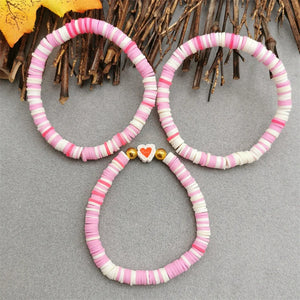 Charm Pink Heart Bangle Bracelet Birthday Gift Women Boho Jewelry