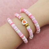 Charm Pink Heart Bangle Bracelet Birthday Gift Women Boho Jewelry