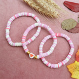 Charm Pink Heart Bangle Bracelet Birthday Gift Women Boho Jewelry