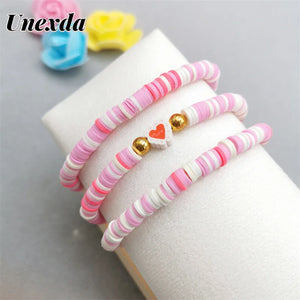 Charm Pink Heart Bangle Bracelet Birthday Gift Women Boho Jewelry