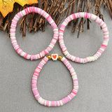 Charm Pink Heart Bangle Bracelet Birthday Gift Women Boho Jewelry