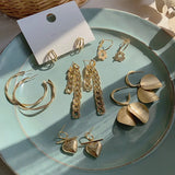 Retro Irregular Metal Earrings Exaggerated Geometric Women Earring
