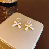 Pearl Bow Earrings Women Niche Earrings Temperament Versatile Earring