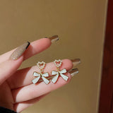Pearl Bow Earrings Women Niche Earrings Temperament Versatile Earring