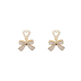 Pearl Bow Earrings Women Niche Earrings Temperament Versatile Earring