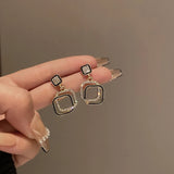 Retro Square Diamond Women Earrings Light All-match High-end