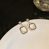 Retro Square Diamond Women Earrings Light All-match High-end