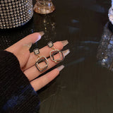 Retro Square Diamond Women Earrings Light All-match High-end