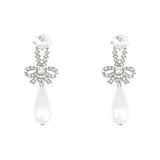 Tassel Long Pearl Earrings Diamond Bow Knot High-end Ear Jewelry