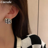 Retro Women Glamour Earrings Velvet Plaid Diamond Earring Niche Sense