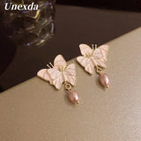Chinese Style Pearl Butterfly Earrings