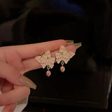 Chinese Style Pearl Butterfly Earrings