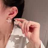 Chinese Style Pearl Butterfly Earrings