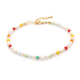 Stainless Steel Chains Crystal Beaded Pearl Anklet
