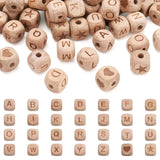 98Pcs/Set Unfinished Natural Wood Beads Undyed Cube Large Hole Beads