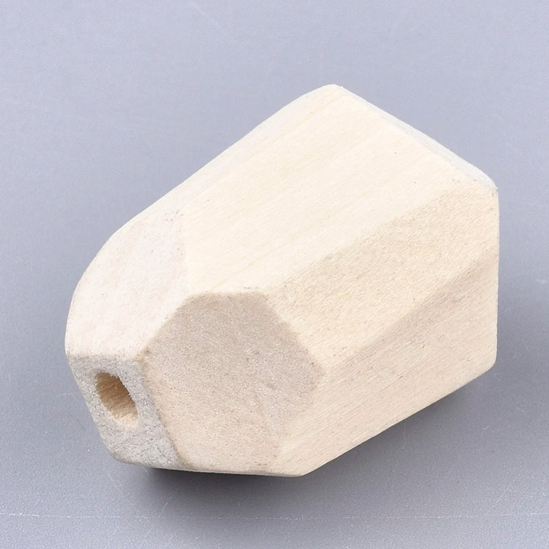 Natural Wooden Beads Faceted Geometric Spacer DIY Jewelry Making Bracelets