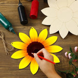 Unfinished Sunflower Wood Cutout Sign with Natural Rope