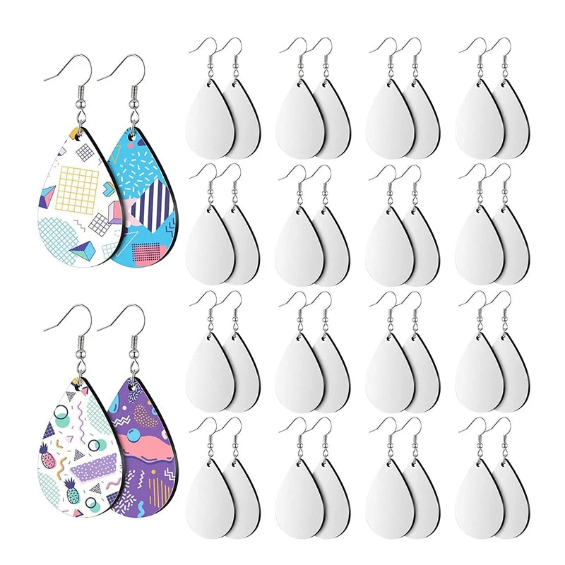 Teardrop Earring Blank Heat Transfer Wire Hook Pendant Craft Supply