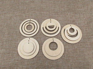 Unfinished Wood Blank Geometric Circle Earring Pendant Jewelry Finding