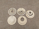 Unfinished Wood Blank Geometric Circle Earring Pendant Jewelry Finding