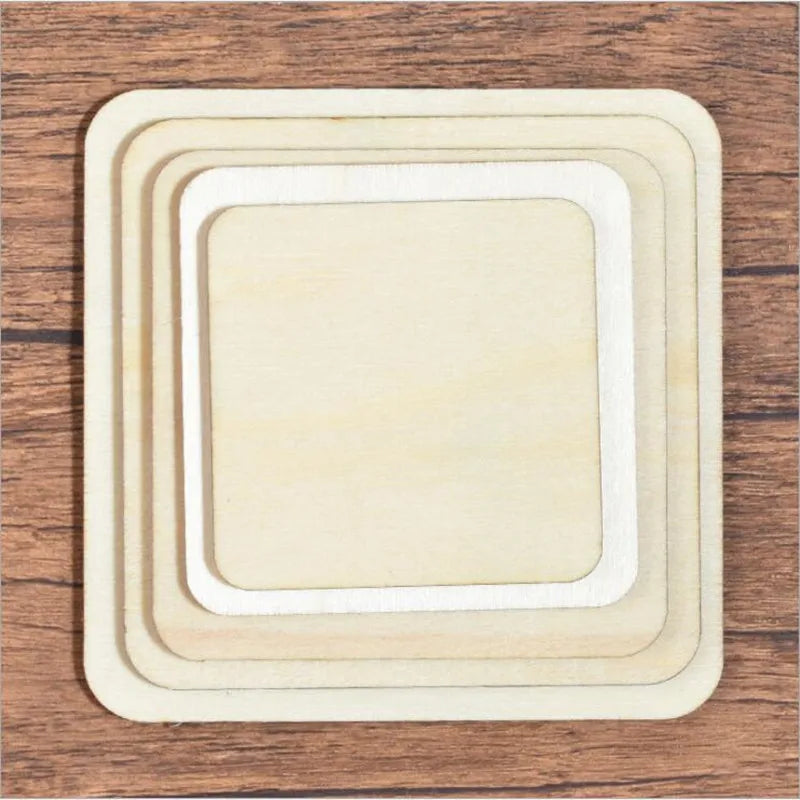 Unfinished Wood Pieces Square for Women Punk Style