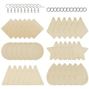 Wooden Earring Pendant 6 Styles DIY Craft Jewelry Making