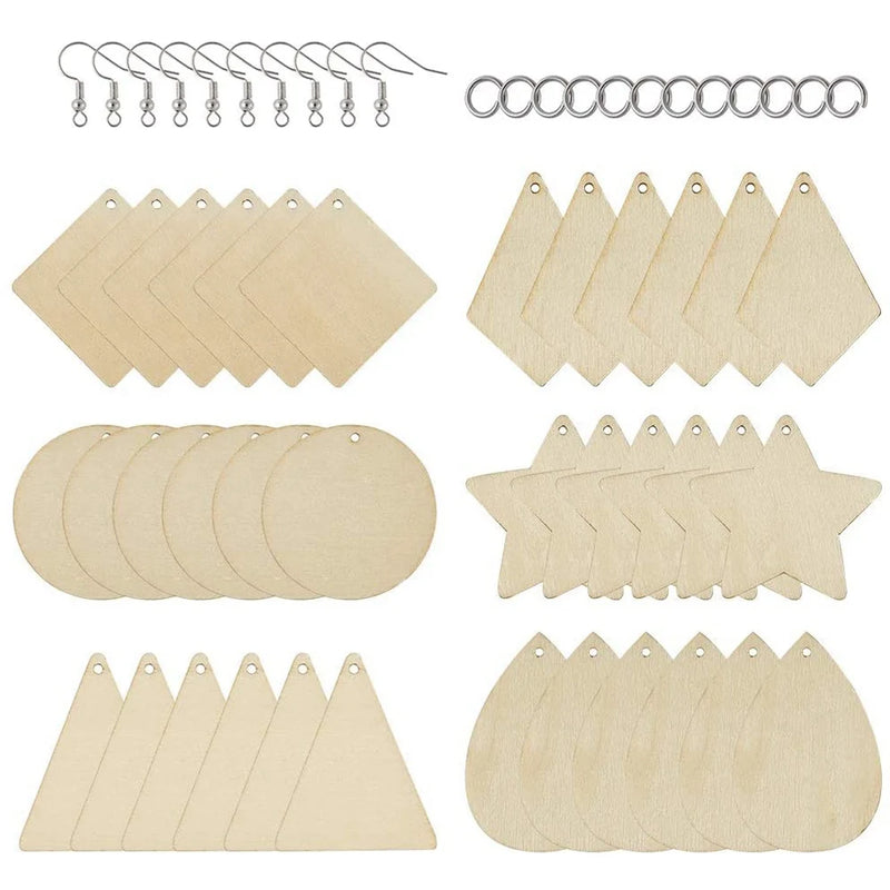 Wooden Earring Pendant 6 Styles DIY Craft Jewelry Making