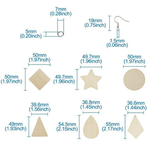 Wooden Earring Pendant 6 Styles DIY Craft Jewelry Making