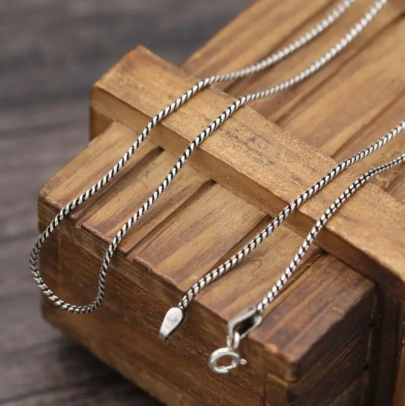 Unibabe S925 Pure Silver 1.2mm Weave Necklace Thai Silver Small Twist Chain
