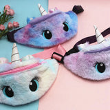 Unicorn Cartoon Plush Shoulder Bag Little Girl Big Eyes Waist Container Coin Pur