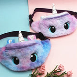 Unicorn Cartoon Plush Shoulder Bag Little Girl Big Eyes Waist Container Coin Pur