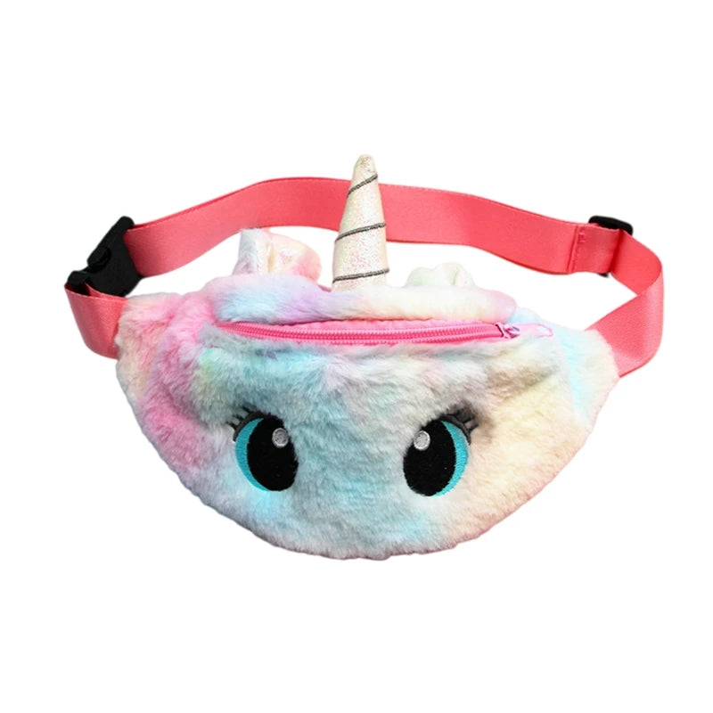 Unicorn Cartoon Plush Shoulder Bag for Little Girl