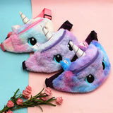 Unicorn Cartoon Plush Shoulder Bag Little Girl Big Eyes Waist Container Coin Pur