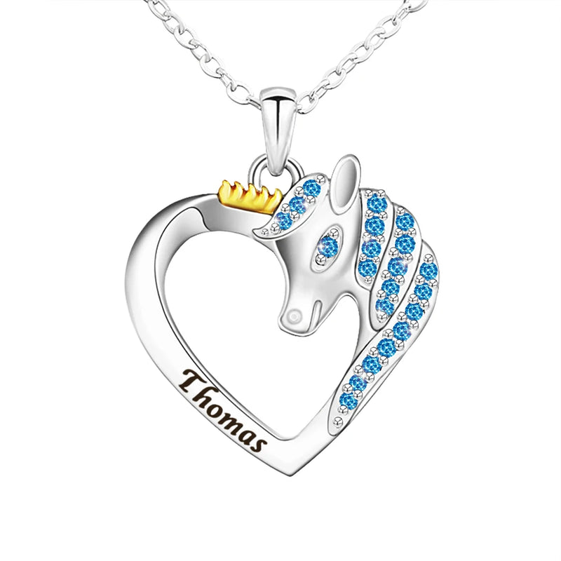 Personalized Unicorn Crystal Necklace for Women Girl Mom