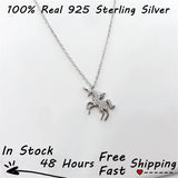 Unicorn Crystal 925 Silver Necklace for Women Men