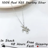 Unicorn Crystal 925 Silver Necklace for Women Men
