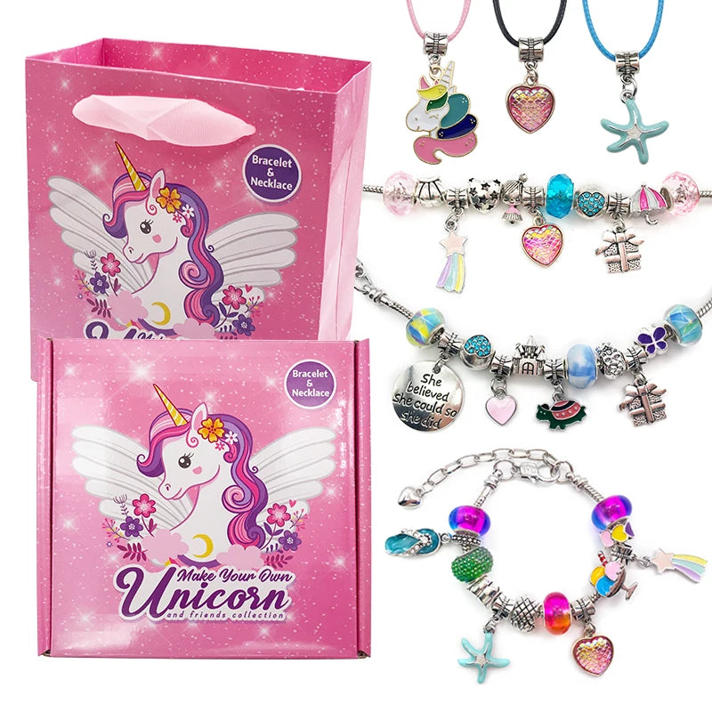 Unicorn DIY Beaded Bracelet Set for Kids Christmas Girls Gift