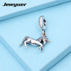 Unicorn Dangle Charms 925 Sterling Silver Pendants DIY Jewelry Bracelet GD034