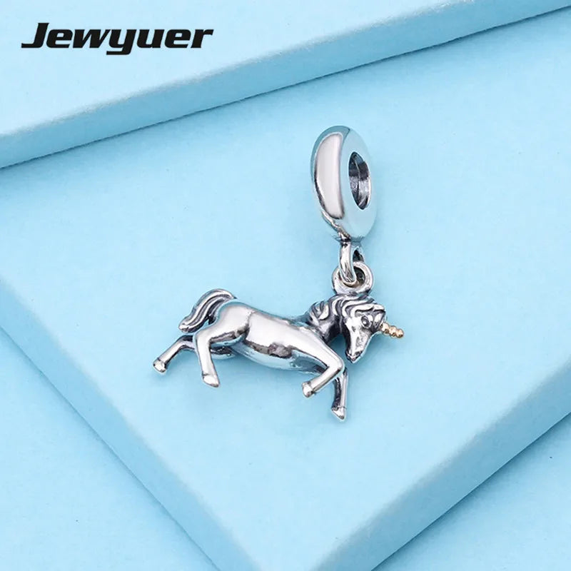 Unicorn Dangle Charms 925 Sterling Silver Pendants DIY Jewelry Bracelet GD034