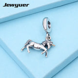 Unicorn Dangle Charms 925 Sterling Silver Pendants DIY Jewelry Bracelet GD034