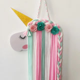 Bohemian Unicorn Hair Clips Organizer Wall Hanging