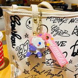 Cartoon Unicorn Keychain Building Block Pendant