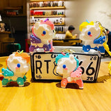 Cartoon Unicorn Keychain Building Block Pendant