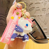 Cartoon Unicorn Keychain Building Block Pendant