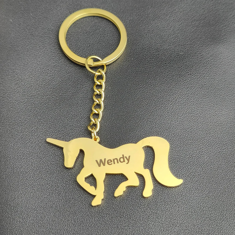 Customizable Unicorn Keychain with Engravable Dog Paw, Stainless Steel