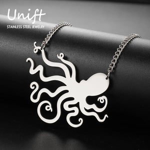 Sea Octopus Pendant Necklace Geometric Statement Jewelry Gift